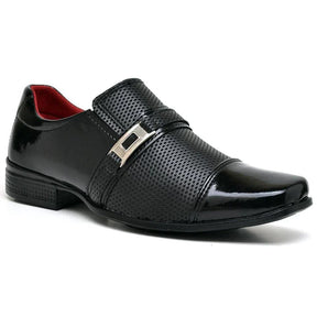 Sapato Social Masculino Preto Verniz de Fivela Elegante