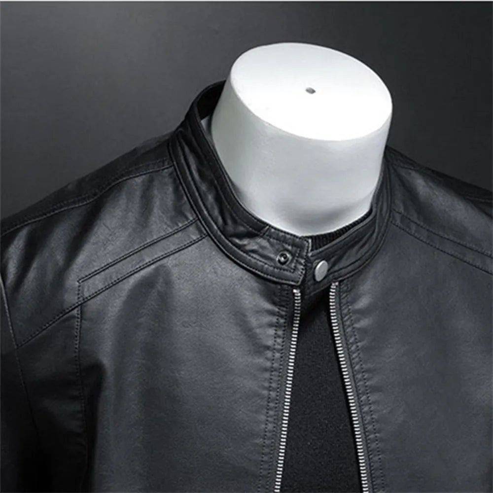Jaqueta De Couro Masculino Casual Motoqueiro