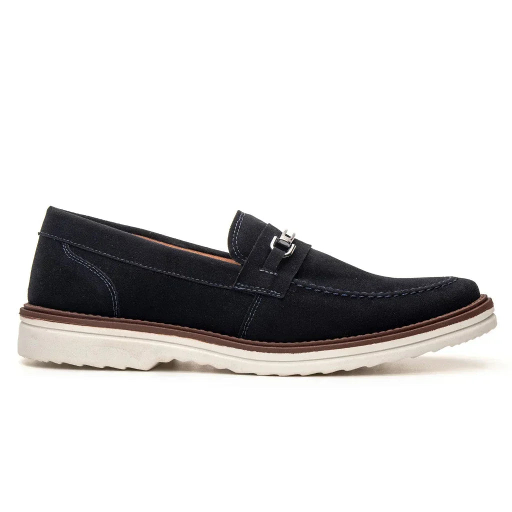 Sapato Loafer Mocassim Couro Nobock Camurça Aveludado Sport Fino com Fivela