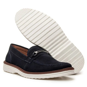 Sapato Loafer Mocassim Couro Nobock Camurça Aveludado Sport Fino com Fivela
